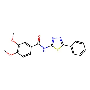 3,4-dimethoxy-N-(5-phenyl-1,3,4-thiadiazol-2-yl)benzamide structure