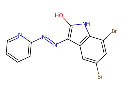 5,7-dibromo-1H-indole-2,3-dione 3-(2-pyridinylhydrazone) structure