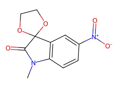 1'-methyl-5'-nitrospiro[1,3-dioxolane-2,3'-indol]-2'(1'H)-one structure