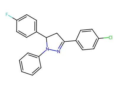 3-(4-chlorophenyl)-5-(4-fluorophenyl)-1-phenyl-4,5-dihydro-1H-pyrazole structure