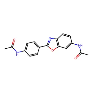 N-[4-(6-acetamido-1,3-benzoxazol-2-yl)phenyl]acetamide structure