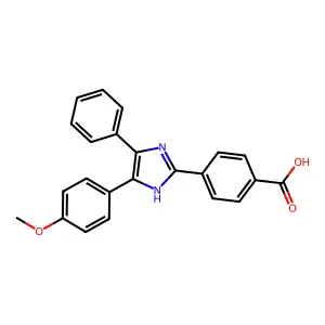 4-[5-(4-methoxyphenyl)-4-phenyl-1H-imidazol-2-yl]benzoic acid structure