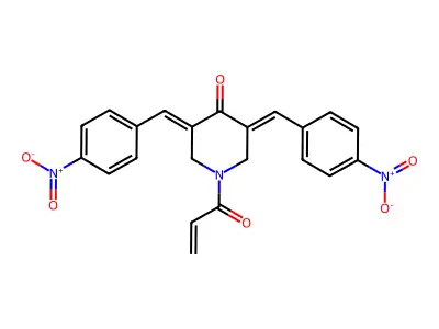 (3Z,5E)-1-Acryloyl-3,5-bis(4-nitrobenzylidene)-piperidin-4-one structure