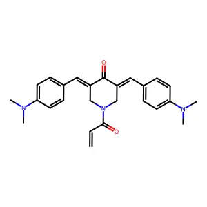 3,5-Bis[[4-(dimethylamino)phenyl]methylidene]-1-prop-2-enoylpiperidin-4-one structure