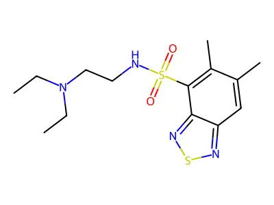 N-[2-(diethylamino)ethyl]-5,6-dimethyl-2,1,3-benzothiadiazole-4-sulfonamide structure