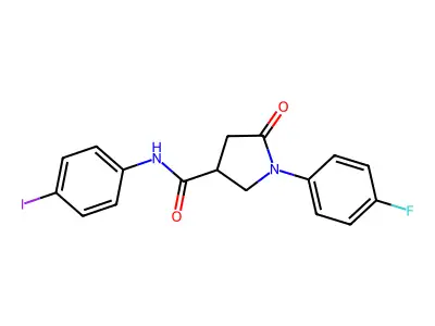 1-(4-fluorophenyl)-N-(4-iodophenyl)-5-oxopyrrolidine-3-carboxamide structure