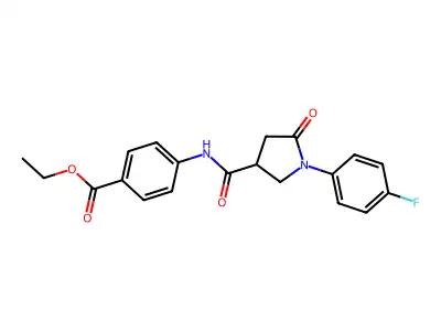 Ethyl 4-({[1-(4-fluorophenyl)-5-oxopyrrolidin-3-yl]carbonyl}amino)benzoate structure