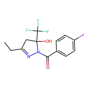 3-Ethyl-1-(4-iodobenzoyl)-5-(trifluoromethyl)-4,5-dihydro-1H-pyrazol-5-ol structure