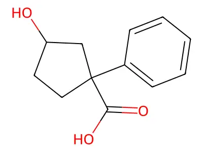 3-Hydroxy-1-phenylcyclopentanecarboxylic acid structure