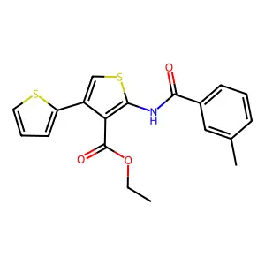Ethyl 2-[(3-methylbenzoyl)amino]-4-thiophen-2-ylthiophene-3-carboxylate structure