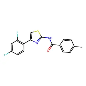 N-[4-(2,4-difluorophenyl)-1,3-thiazol-2-yl]-4-methylbenzamide structure