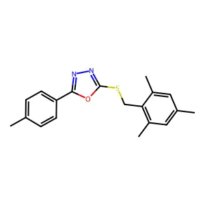 2-(4-Methylphenyl)-5-[(2,4,6-trimethylphenyl)methylsulfanyl]-1,3,4-oxadiazole structure