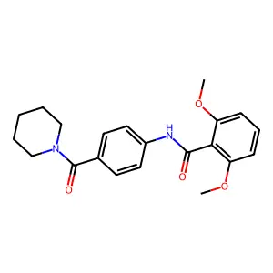 2,6-dimethoxy-N-[4-(1-piperidinylcarbonyl)phenyl]benzamide structure
