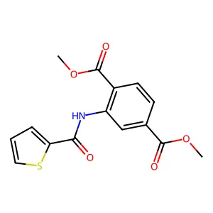 Dimethyl 2-(thiophene-2-carbonylamino)benzene-1,4-dicarboxylate structure