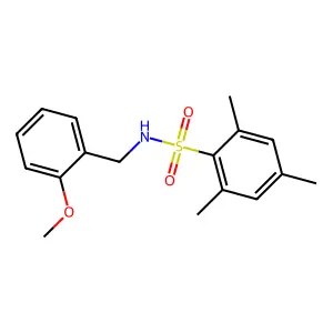 N-(2-methoxybenzyl)-2,4,6-trimethylbenzenesulfonamide structure