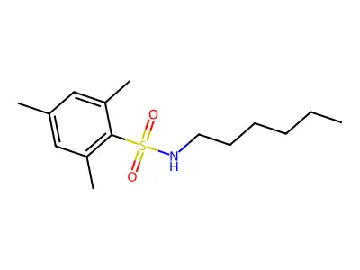 N-hexyl-2,4,6-trimethylbenzenesulfonamide structure