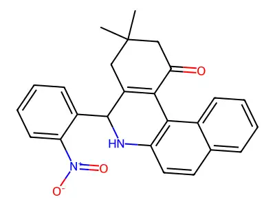 5-{2-nitrophenyl}-3,3-dimethyl-3,4,5,6-tetrahydrobenzo[a]phenanthridin-1(2H)-one structure