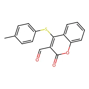 4-[(4-methylphenyl)sulfanyl]-2-oxo-2H-chromene-3-carbaldehyde structure