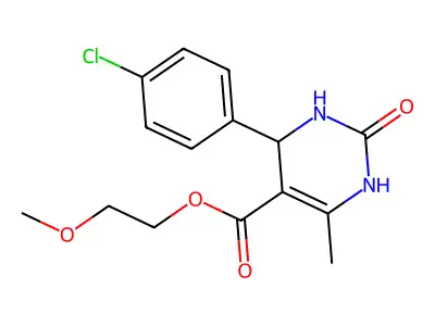 2-methoxyethyl 4-(4-chlorophenyl)-6-methyl-2-oxo-1,2,3,4-tetrahydropyrimidine-5-carboxylate structure