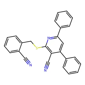 2-[(2-Cyanobenzyl)sulfanyl]-4,6-diphenylnicotinonitrile structure