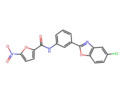 N-[3-(5-chloro-1,3-benzoxazol-2-yl)phenyl]-5-nitrofuran-2-carboxamide structure
