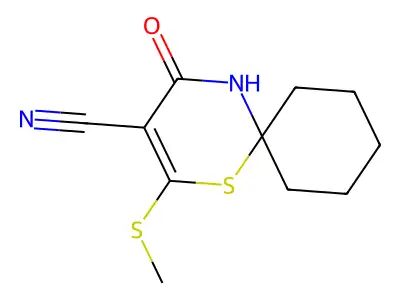 2-(Methylthio)-4-oxo-1-thia-5-azaspiro[5.5]undec-2-ene-3-carbonitrile structure