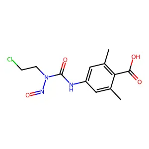 Benzoic acid, 4-(3-(2-chloroethyl)-3-nitrosoureido)-2,6-dimethyl- structure