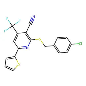 2-((4-Chlorobenzyl)thio)-6-(2-thienyl)-4-(trifluoromethyl)nicotinonitrile structure