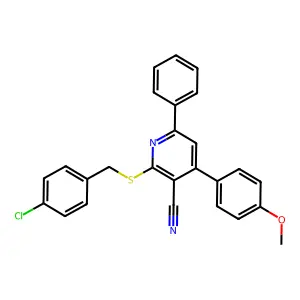 2-((4-Chlorobenzyl)thio)-4-(4-methoxyphenyl)-6-phenylnicotinonitrile structure