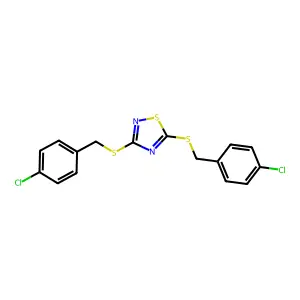 3,5-Bis((4-chlorobenzyl)thio)-1,2,4-thiadiazole structure