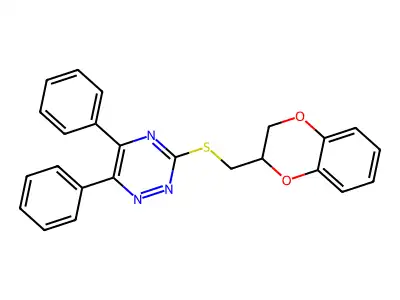 3-((2,3-Dihydro-1,4-benzodioxin-2-ylmethyl)thio)-5,6-diphenyl-1,2,4-triazine structure