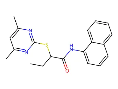 2-(4,6-dimethylpyrimidin-2-yl)sulfanyl-N-naphthalen-1-ylbutanamide structure