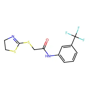 2-(4,5-dihydro-1,3-thiazol-2-ylsulfanyl)-N-[3-(trifluoromethyl)phenyl]acetamide structure