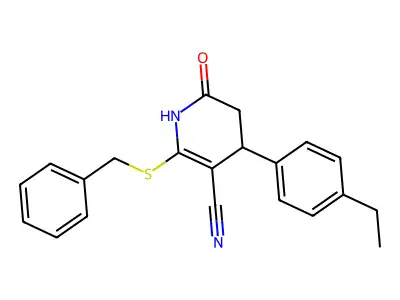 6-benzylsulfanyl-4-(4-ethylphenyl)-2-oxo-3,4-dihydro-1H-pyridine-5-carbonitrile structure