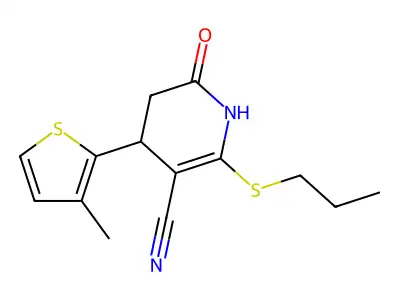 4-(3-methylthiophen-2-yl)-2-oxo-6-propylsulfanyl-3,4-dihydro-1H-pyridine-5-carbonitrile structure