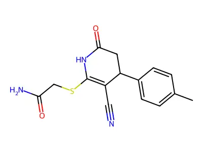 2-((3-Cyano-6-oxo-4-(p-tolyl)-1,4,5,6-tetrahydropyridin-2-yl)thio)acetamide structure