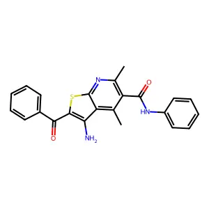 3-amino-2-benzoyl-4,6-dimethyl-N-phenylthieno[2,3-b]pyridine-5-carboxamide structure