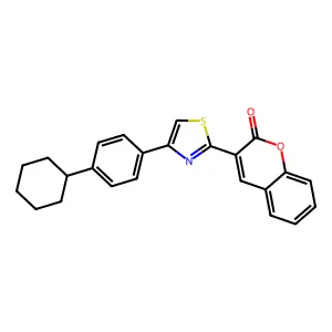 3-(4-(4-cyclohexylphenyl)thiazol-2-yl)-2H-chromen-2-one structure