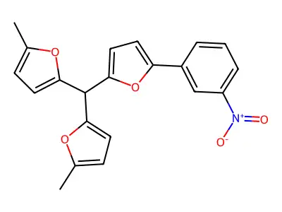 2-[Bis(5-methylfuran-2-YL)methyl]-5-(3-nitrophenyl)furan structure