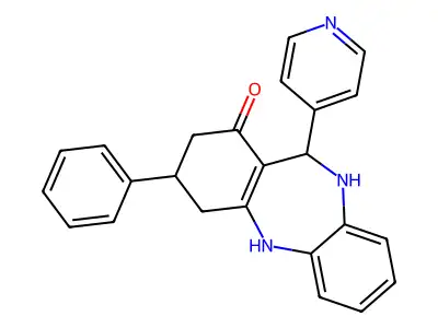 9-Phenyl-6-pyridin-4-yl-5,6,8,9,10,11-hexahydrobenzo[b][1,4]benzodiazepin-7-one structure