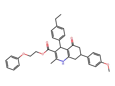 2-phenoxyethyl 4-(4-ethylphenyl)-7-(4-methoxyphenyl)-2-methyl-5-oxo-1,4,5,6,7,8-hexahydroquinoline-3-carboxylate structure