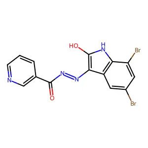 (E)-N'-(5,7-dibromo-2-oxoindolin-3-ylidene)nicotinohydrazide structure
