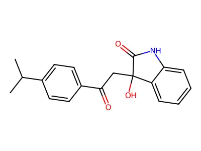 3-hydroxy-3-[2-oxo-2-(4-propan-2-ylphenyl)ethyl]-1H-indol-2-one structure