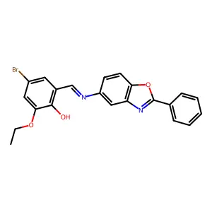 4-Bromo-2-ethoxy-6-{[(2-phenyl-1,3-benzoxazol-5-yl)imino]methyl}phenol structure
