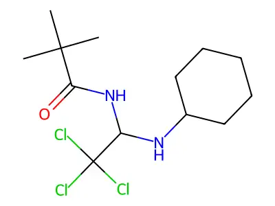 2,2-dimethyl-N-[2,2,2-trichloro-1-(cyclohexylamino)ethyl]propanamide structure