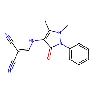 2-{[(1,5-dimethyl-3-oxo-2-phenyl-2,3-dihydro-1H-pyrazol-4-yl)amino]methylidene}propanedinitrile structure