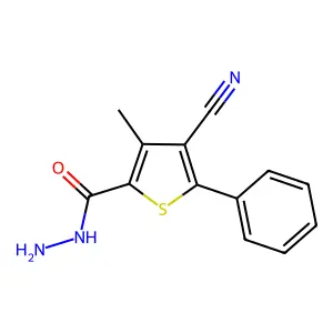 4-Cyano-3-methyl-5-phenylthiophene-2-carbohydrazide structure