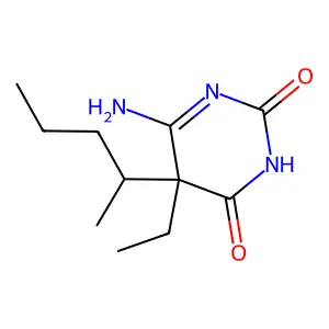 6-Imino-5-ethyl-5-(1-methylbutyl) barbituric acid structure