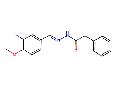 N-[(E)-(3-iodo-4-methoxyphenyl)methylideneamino]-2-phenylacetamide structure