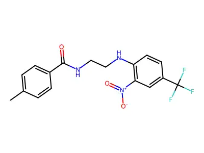 4-methyl-N-[2-[2-nitro-4-(trifluoromethyl)anilino]ethyl]benzamide structure